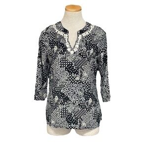 Magnolia Grace Stitch Fix Top Blouse Black White Small